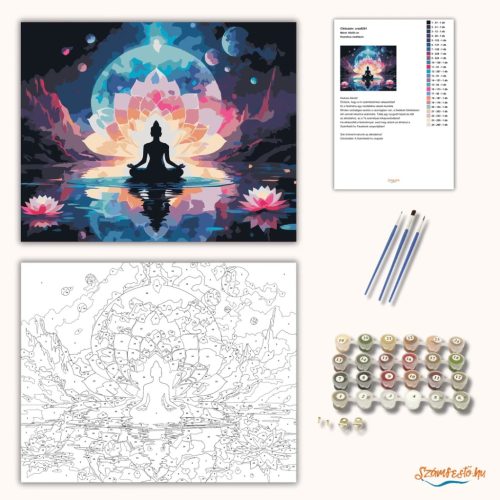 Kozmikus meditáció - számfestő készlet - Számfestő.hu - 80×100cm - Keretre feszítve