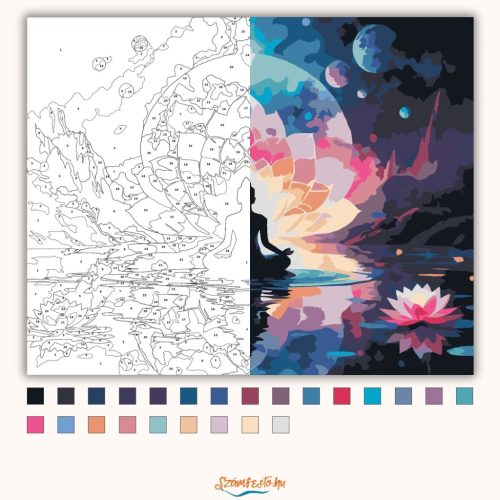 Kozmikus meditáció - számfestő készlet - Számfestő.hu - 40×50cm - Keret nélkül