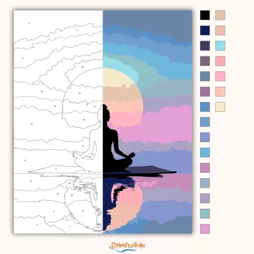 Tükröződő meditáció - számfestő készlet - Számfestő.hu - 40×50cm - Keret nélkül