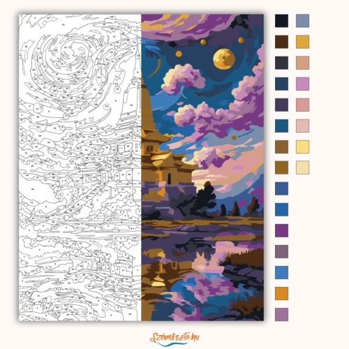 Misztikus templomtükör - számfestő készlet - Számfestő.hu - 50×60cm - Keretre feszítve