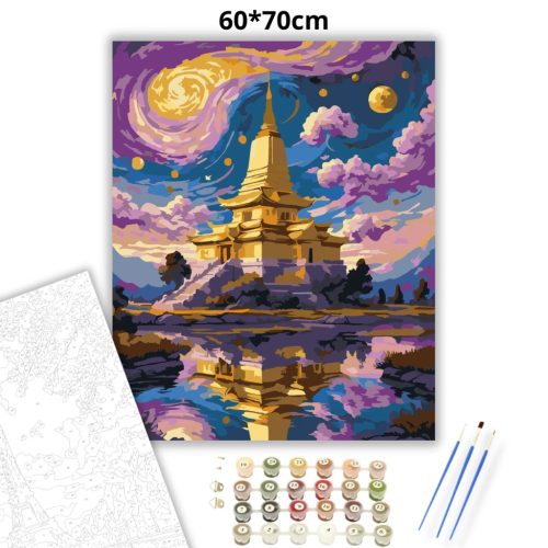 Misztikus templomtükör - számfestő készlet - Számfestő.hu - 60×70cm - Keretre feszítve