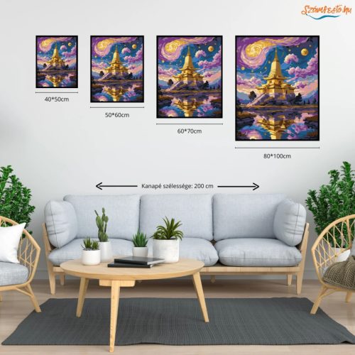 Misztikus templomtükör - számfestő készlet - Számfestő.hu - 60×70cm - Keretre feszítve