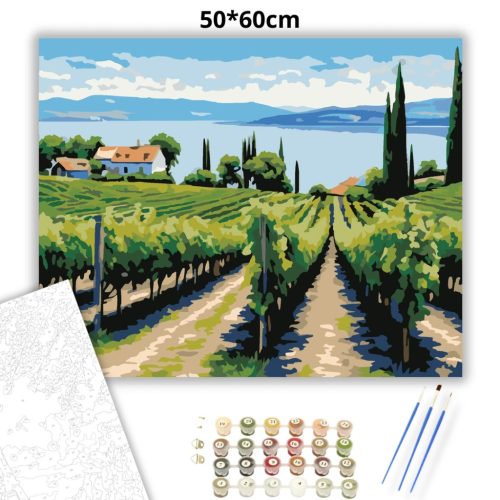 Balatoni szőlőhegy - számfestő készlet - Számfestő.hu - 50×60cm - Keret nélkül
