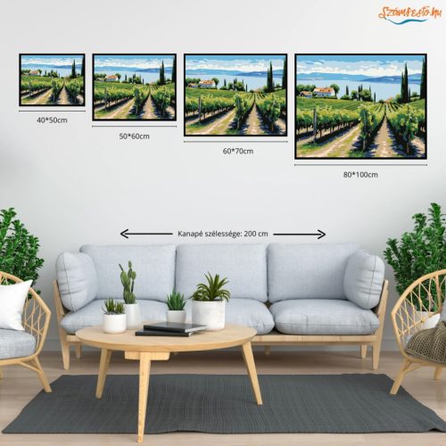 Balatoni szőlőhegy - számfestő készlet - Számfestő.hu - 50×60cm - Keretre feszítve