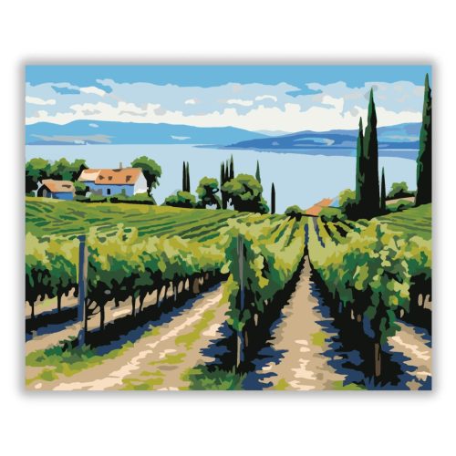 Balatoni szőlőhegy - számfestő készlet - Számfestő.hu - 60×70cm - Keretre feszítve