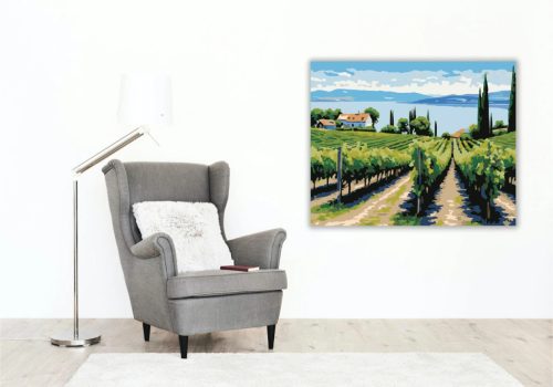Balatoni szőlőhegy - számfestő készlet - Számfestő.hu - 60×70cm - Keretre feszítve