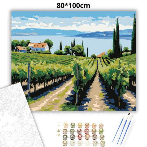 Balatoni szőlőhegy - számfestő készlet - Számfestő.hu - 80×100cm - Keretre feszítve