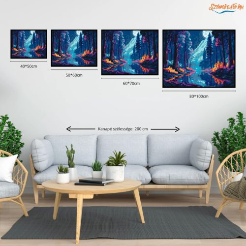 Holdfényes erdő - számfestő készlet - Számfestő.hu - 60×70cm - Keret nélkül