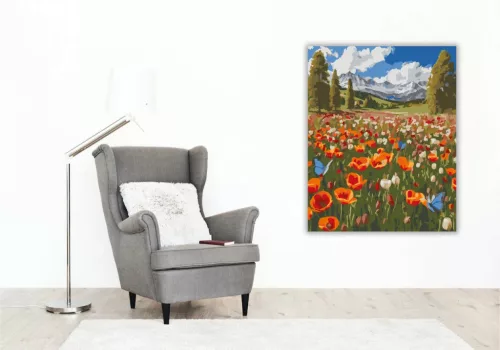 Üde virágmező - számfestő készlet - Számfestő.hu - 50×60cm - Keret nélkül