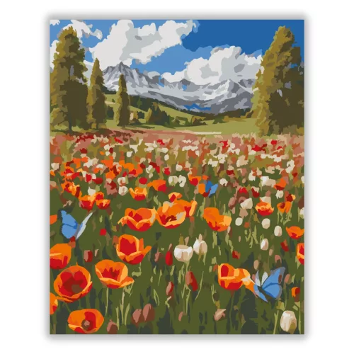 Üde virágmező - számfestő készlet - Számfestő.hu - 60×70cm - Keret nélkül