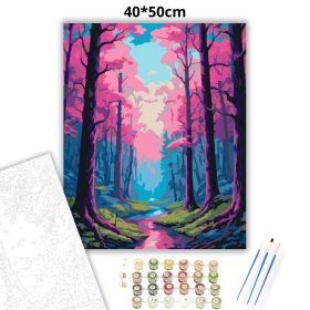 Rózsaszín lombkoronák - számfestő készlet - Számfestő.hu - 40×50cm - Keret nélkül