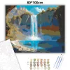 Friss lagúna vízesése - számfestő készlet - Számfestő.hu - 80×100cm - Keretre feszítve
