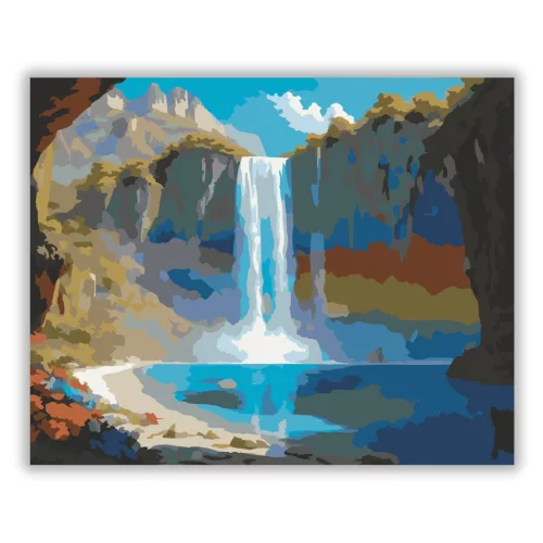 Friss lagúna vízesése - számfestő készlet - Számfestő.hu - 80×100cm - Keret nélkül