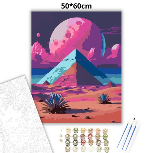 Álomszerű piramisok - számfestő készlet - Számfestő.hu - 50×60cm - Keretre feszítve