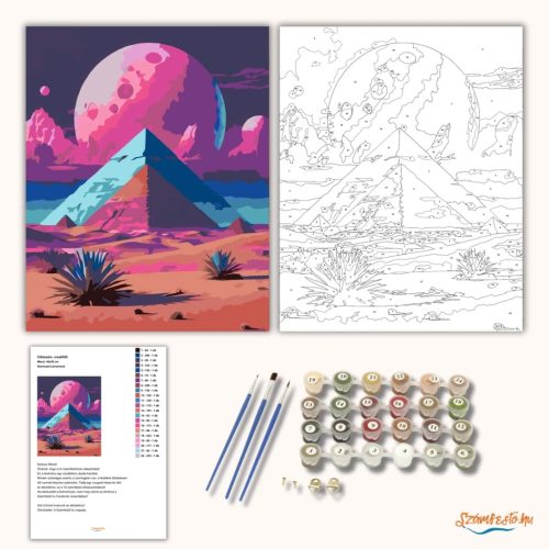 Álomszerű piramisok - számfestő készlet - Számfestő.hu - 80×100cm - Keret nélkül