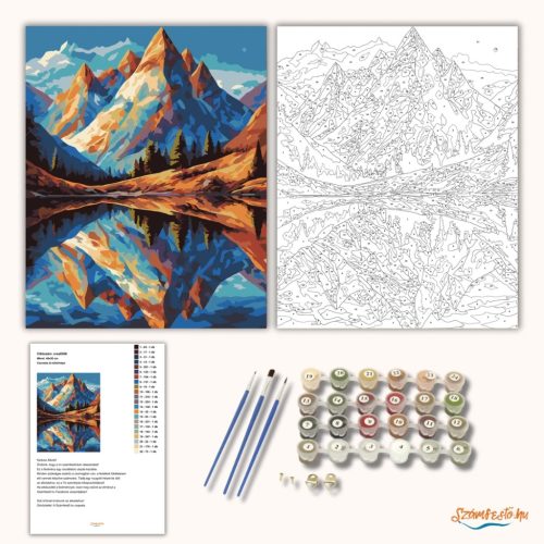 Csendes tó tükörképe - számfestő készlet - Számfestő.hu - 50×60cm - Keretre feszítve