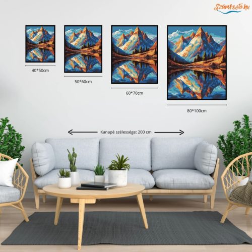 Csendes tó tükörképe - számfestő készlet - Számfestő.hu - 50×60cm - Keretre feszítve