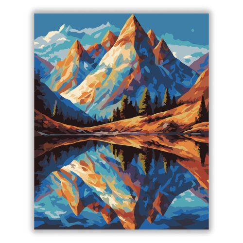 Csendes tó tükörképe - számfestő készlet - Számfestő.hu - 60×70cm - Keretre feszítve