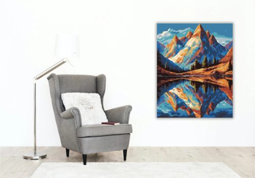 Csendes tó tükörképe - számfestő készlet - Számfestő.hu - 60×70cm - Keretre feszítve