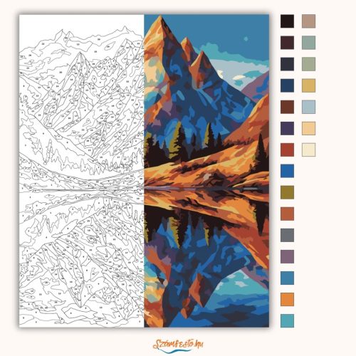 Csendes tó tükörképe - számfestő készlet - Számfestő.hu - 80×100cm - Keret nélkül