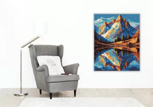 Csendes tó tükörképe - számfestő készlet - Számfestő.hu - 40×50cm - Keretre feszítve