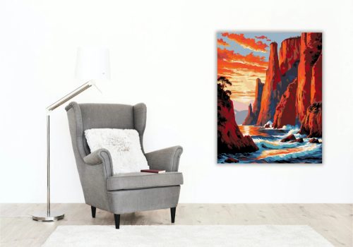 Alkonyati sziklatornyok - számfestő készlet - Számfestő.hu - 50×60cm - Keret nélkül