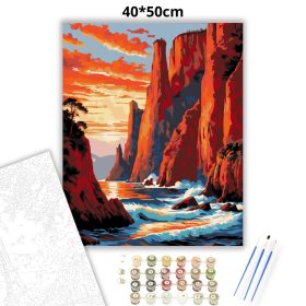 Alkonyati sziklatornyok - számfestő készlet - Számfestő.hu - 40×50cm - Keret nélkül