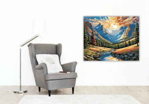 Mozaikfényű napfelkelte - számfestő készlet - Számfestő.hu - 80×100cm - Keret nélkül