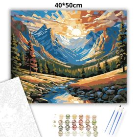 Mozaikfényű napfelkelte - számfestő készlet - Számfestő.hu - 40×50cm - Keret nélkül