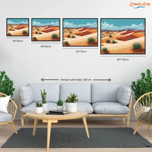 Aranyló homokdűnék - számfestő készlet - Számfestő.hu - 60×70cm - Keretre feszítve