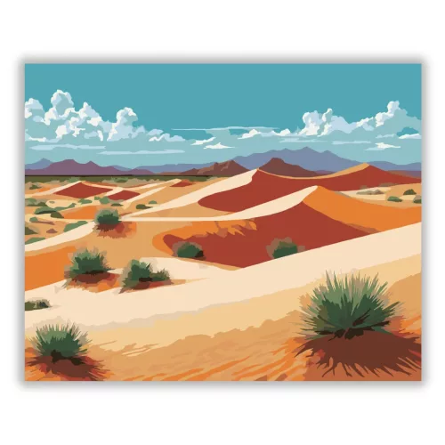 Aranyló homokdűnék - számfestő készlet - Számfestő.hu - 60×70cm - Keret nélkül