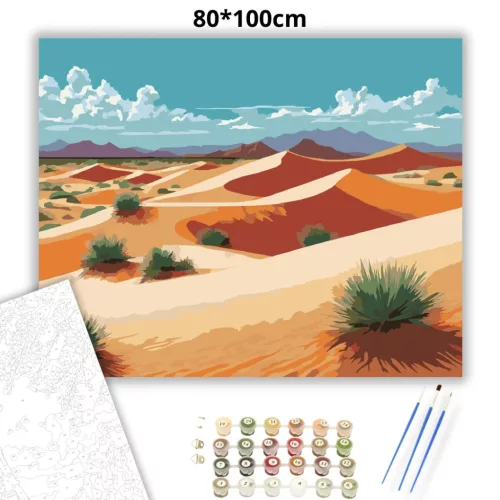 Aranyló homokdűnék - számfestő készlet - Számfestő.hu - 80×100cm - Keret nélkül