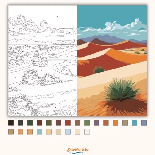 Aranyló homokdűnék - számfestő készlet - Számfestő.hu - 80×100cm - Keret nélkül