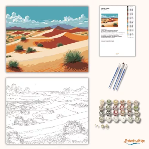 Aranyló homokdűnék - számfestő készlet - Számfestő.hu - 40×50cm - Keretre feszítve