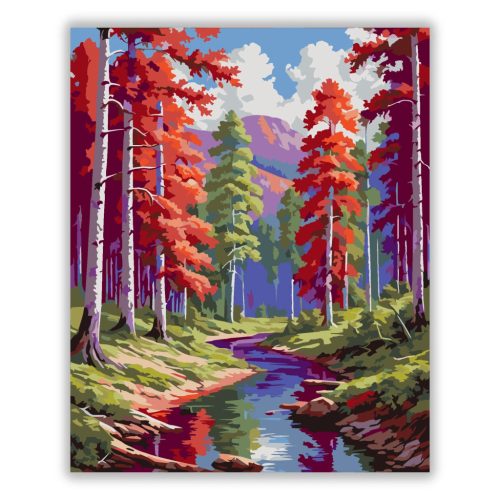Álomszerű erdei patak - számfestő készlet - Számfestő.hu - 50×60cm - Keret nélkül