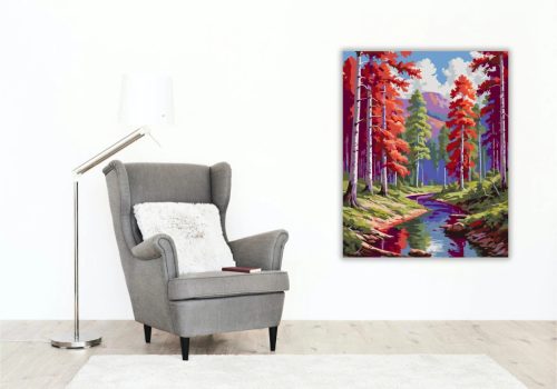 Álomszerű erdei patak - számfestő készlet - Számfestő.hu - 40×50cm - Keretre feszítve