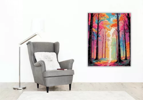 Szivárványos lombkorona - számfestő készlet - Számfestő.hu - 60×70cm - Keret nélkül