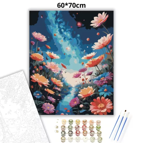 Galaktikus virágkert - számfestő készlet - Számfestő.hu - 60×70cm - Keretre feszítve