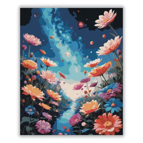Galaktikus virágkert - számfestő készlet - Számfestő.hu - 80×100cm - Keret nélkül