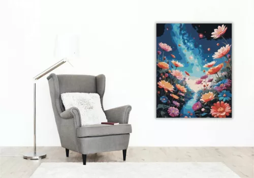 Galaktikus virágkert - számfestő készlet - Számfestő.hu - 40×50cm - Keret nélkül