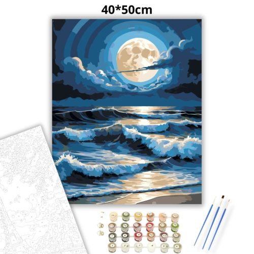 Nyugtalan óceán - számfestő készlet - Számfestő.hu - 40×50cm - Keretre feszítve