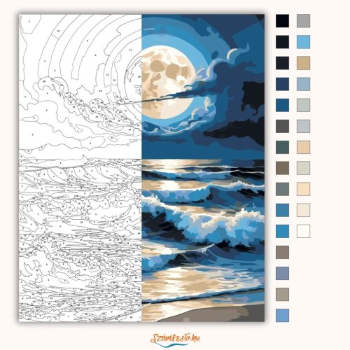 Nyugtalan óceán - számfestő készlet - Számfestő.hu - 40×50cm - Keret nélkül