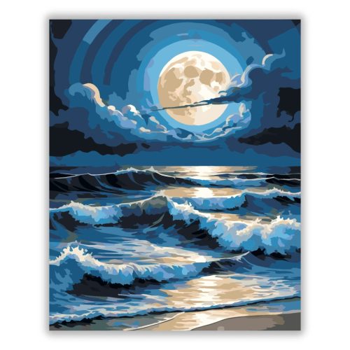 Nyugtalan óceán - számfestő készlet - Számfestő.hu - 40×50cm - Keretre feszítve