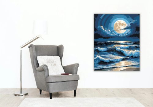 Nyugtalan óceán - számfestő készlet - Számfestő.hu - 40×50cm - Keretre feszítve