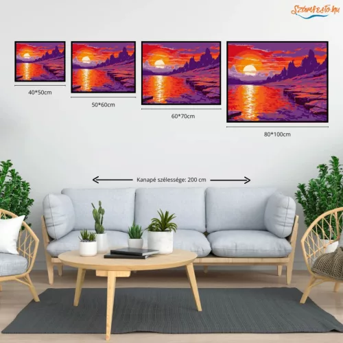 Ragyogó horizont - számfestő készlet - Számfestő.hu - 80×100cm - Keret nélkül