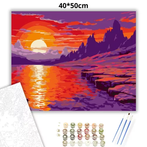 Ragyogó horizont - számfestő készlet - Számfestő.hu - 40×50cm - Keretre feszítve