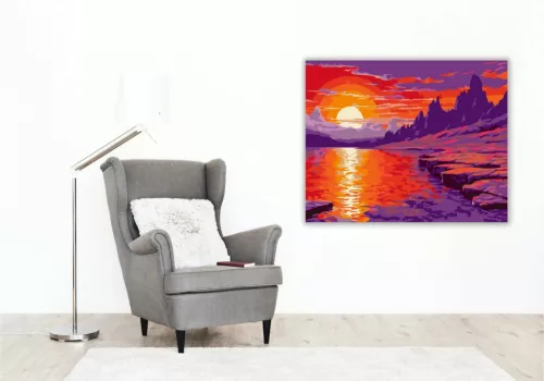 Ragyogó horizont - számfestő készlet - Számfestő.hu - 40×50cm - Keretre feszítve