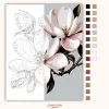 Tavaszi magnólia virág - számfestő készlet - Számfestő.hu - 50×60cm - Keretre feszítve