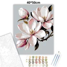 Tavaszi magnólia virág - számfestő készlet - Számfestő.hu - 40×50cm - Keret nélkül