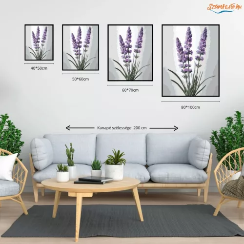 Letisztult levendulák - számfestő készlet - Számfestő.hu - 50×60cm - Keret nélkül